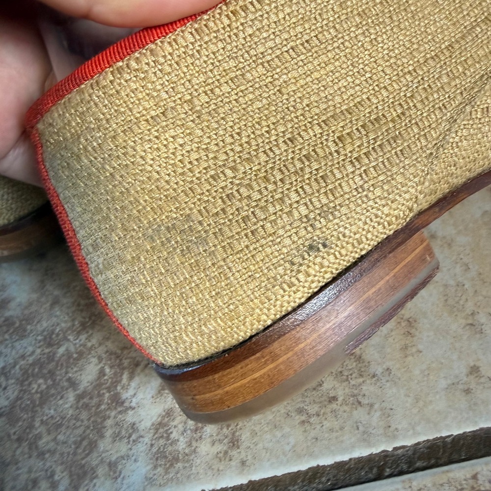 Stubbs‎ & Wootton Beige Linen Smoking Flats
Red Ribbon Lace Preppy Chic Size 7.5 - Picture 4 of 8